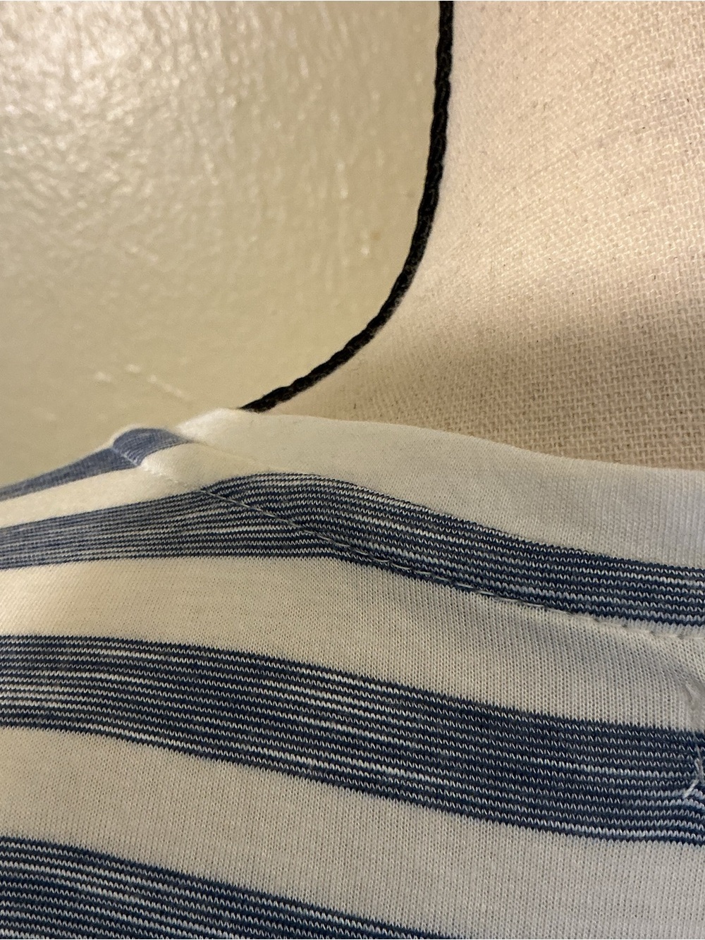 StyleMint Womens Size 4 Blue Ivory Striped V-Neck Cotton Modal Relaxed Top USA - Picture 12 of 13